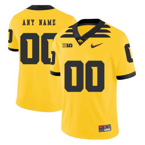 Mens Lowa Hawkeyes Customized Yellow College Football Jersey->customized ncaa jersey->Custom Jersey